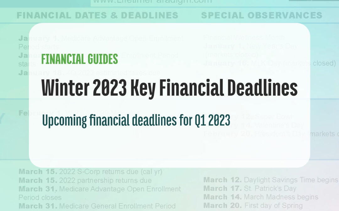 Winter 2023 Key Financial Deadlines