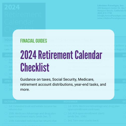 2024 Retirement Calendar Checklist (featured image) Lifetime Paradigm